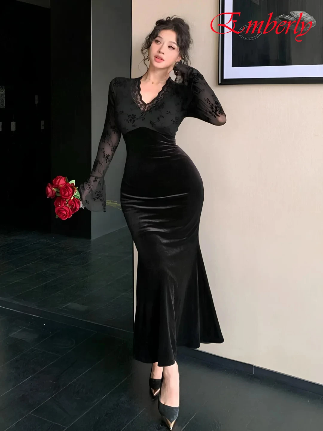 

Customized Mermaid V-Neck Elegant Formal Evening Dress Classic Fashion Bespoke Occasion Gowns Modern Temperament Party Dress