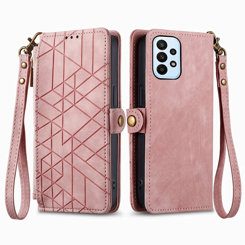 Flip Geometric Pattern Leather Cover For Samsung Galaxy M30 M30s M23 M21 M21s M15 Prime M14 M13 M01s Card Slot Wallet Phone Case
