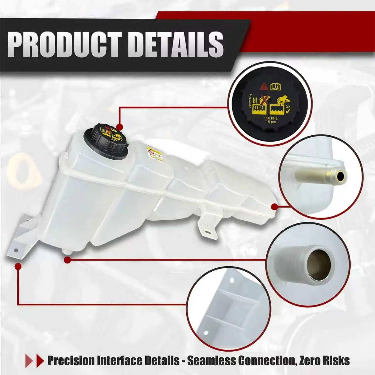 PP Coolant Expansion Reservoir with Cap for Ford Excursion F250 F350 F450 F550 Super Duty 1999-2005 5.4L 6.8L 7.3L 2C3Z8A080AA view 2