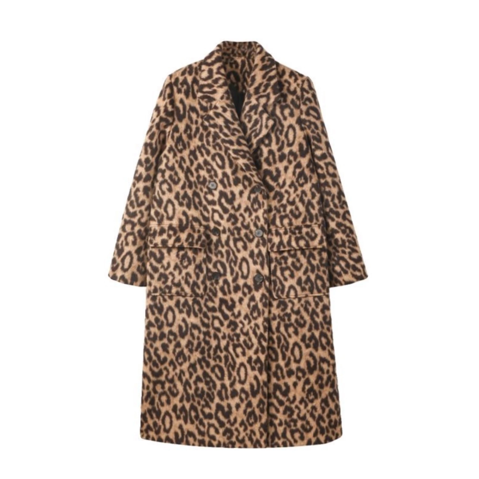 

Autumn Winter Large Size 300 Pou Leopard Print Suit Woolen Coat over Knee Men's Loose Korean Sle Woolen Coat Ins