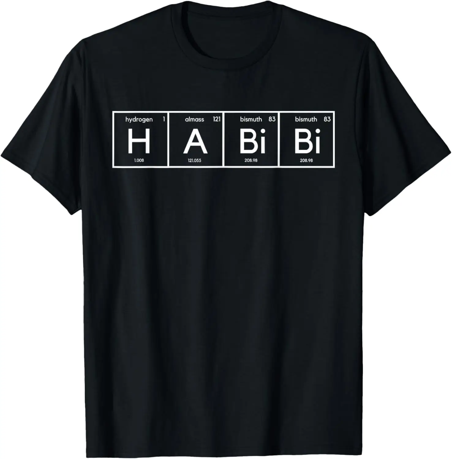 Habibi Funny Arabic Lebanese Word Periodic Table T-Shirt Unisex Summer Streetwear Tops Graphic Tee Camiseta Hombre