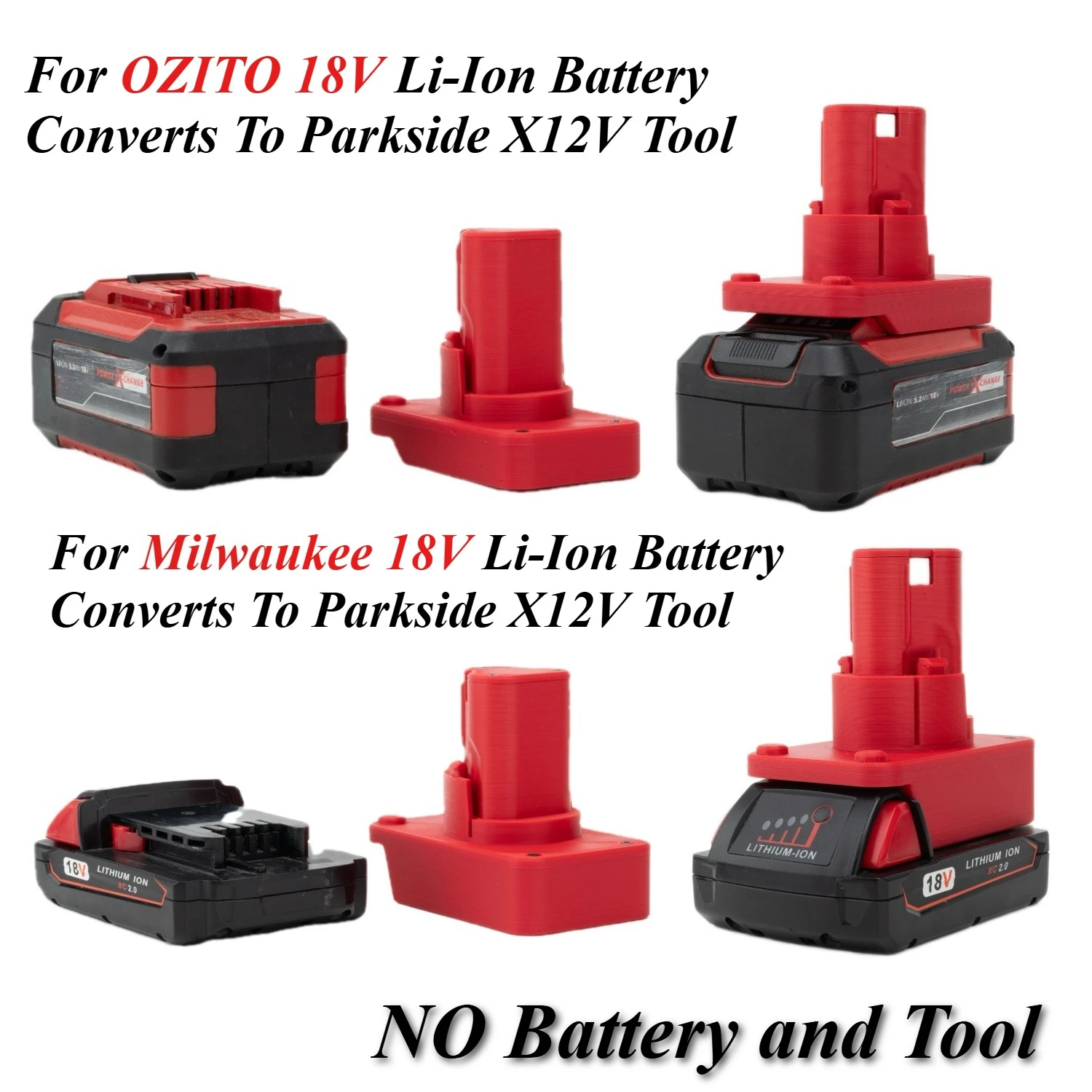

Адаптер для литий-ионных аккумуляторов Milwaukee/OZITO 18В, преобразующий их в аккумуляторы Parkside X12V, аксессуары для беспроводных электроинструментов.