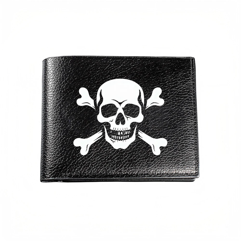 Skull And Crossbones Design Men's Wallet Card Holder Casual Business Fashion Print Style Accessory
