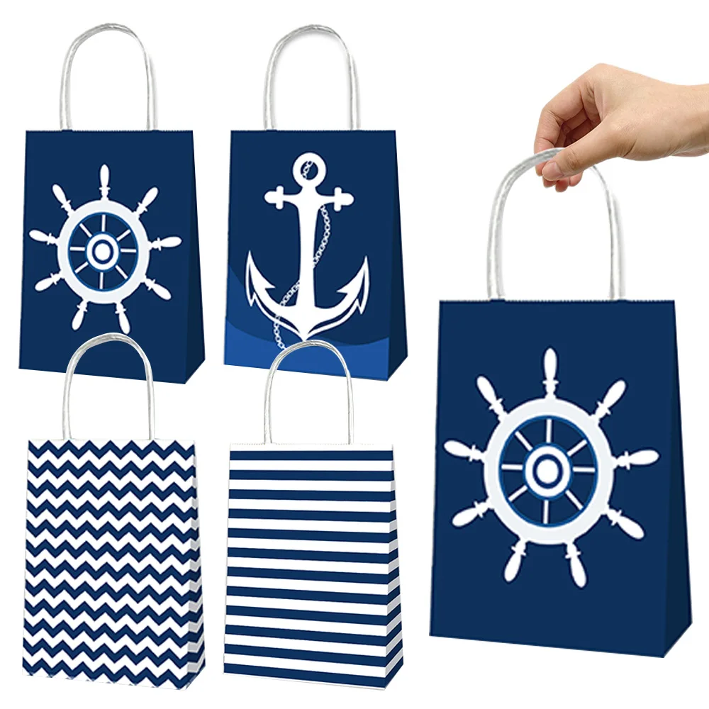 10/20/30/50 шт., синяя бумажная сумка, конфеты, закуски, подарочная сумка, детский капитан, пиратская тема, украшения для дня рождения, подарки