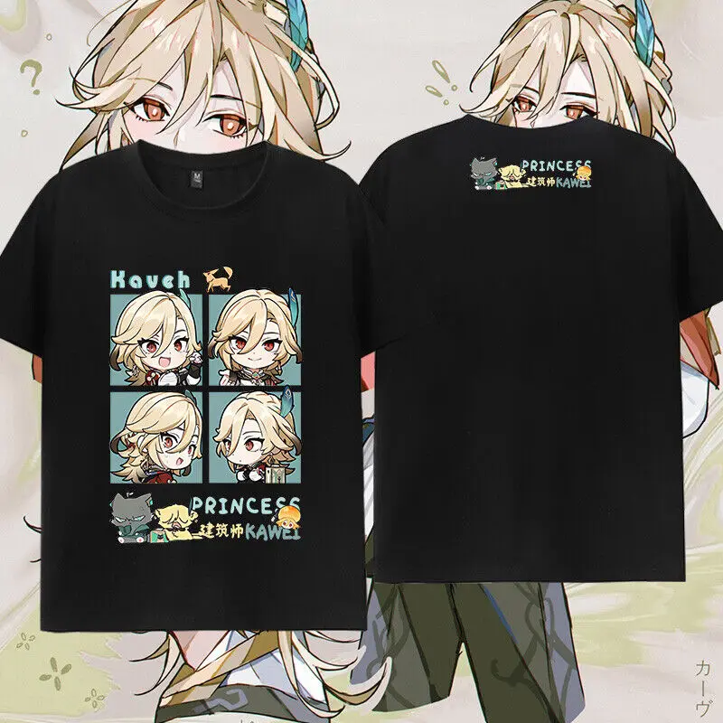 Anime Genshin Impact Kaveh Casual Unisex T-shirt Short Sleeve Men Woman TEE