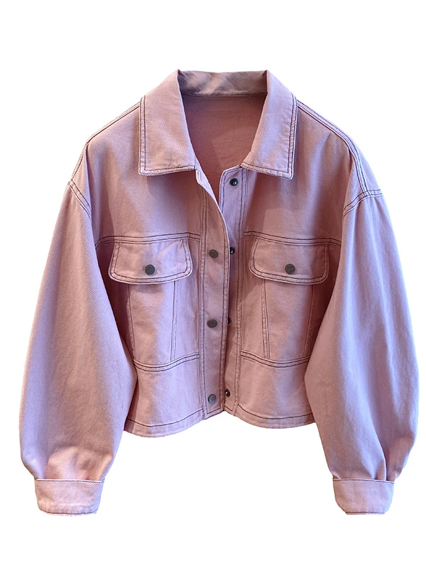 الكورية Sle عارضة فضفاض ort الدنيم Jaet المرأة ربيع الخريف تصميم جديد الإحساس الصغيرة ence عمال أعلى #5