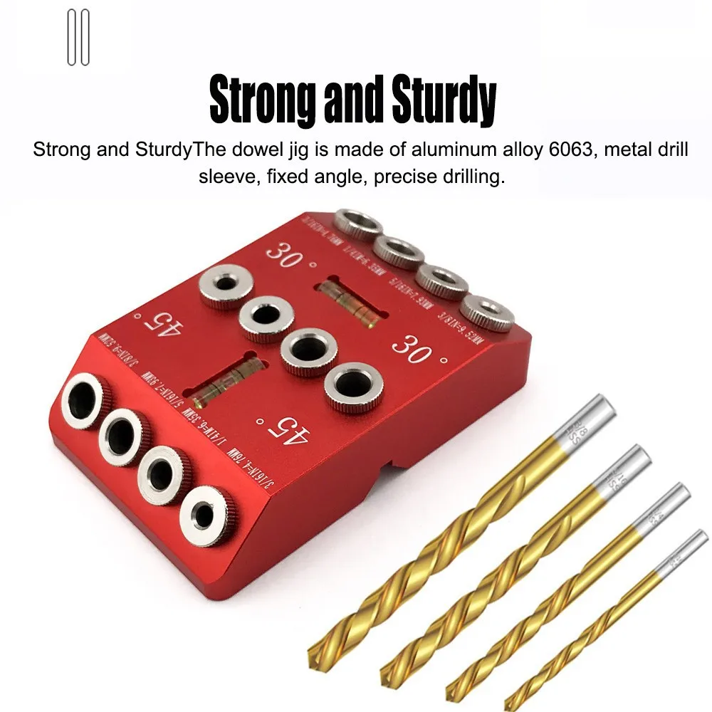 Woodworking Drill Guide Jig 30° 45° 90° Multi Angle Pocket Hole Jig Drill Locator Wood Doweling Tool for Carpenter DIY Woodworki