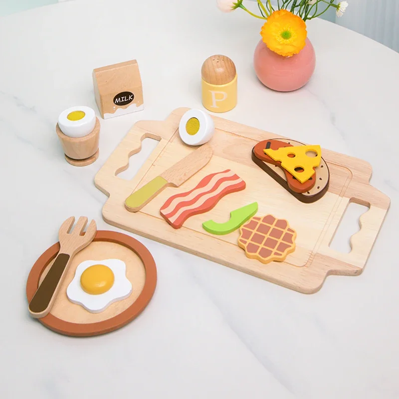 

Моделирование Монтессори, деревянная кухня, ролевые игрушки, набор для приготовления завтрака, аксессуары, развивающие подарки для детей