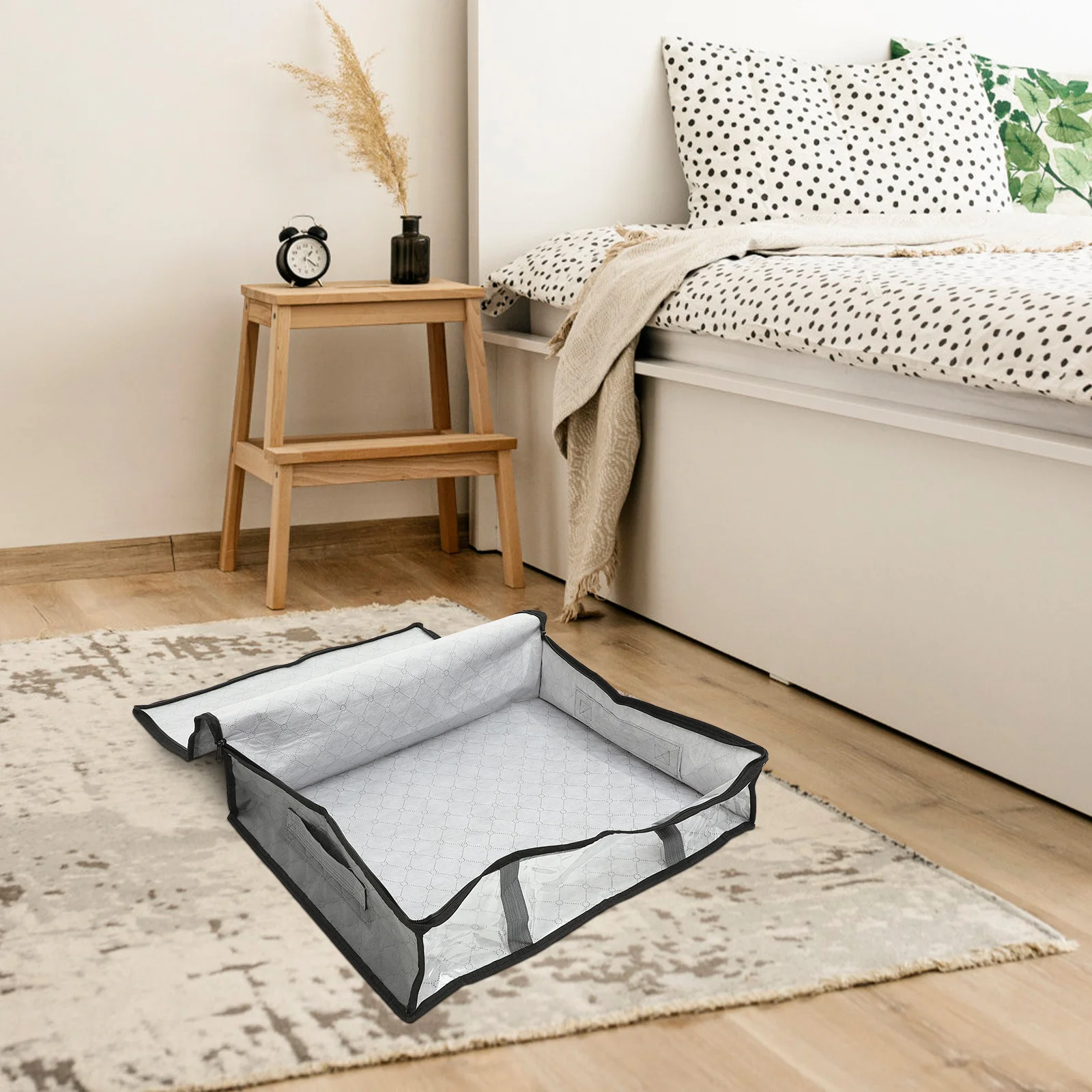 

Under Bed Storage Bag 60X40X25Cm Large Capacity Foldable Clothes Organizer Clear Window Zippered Closure For Blankets