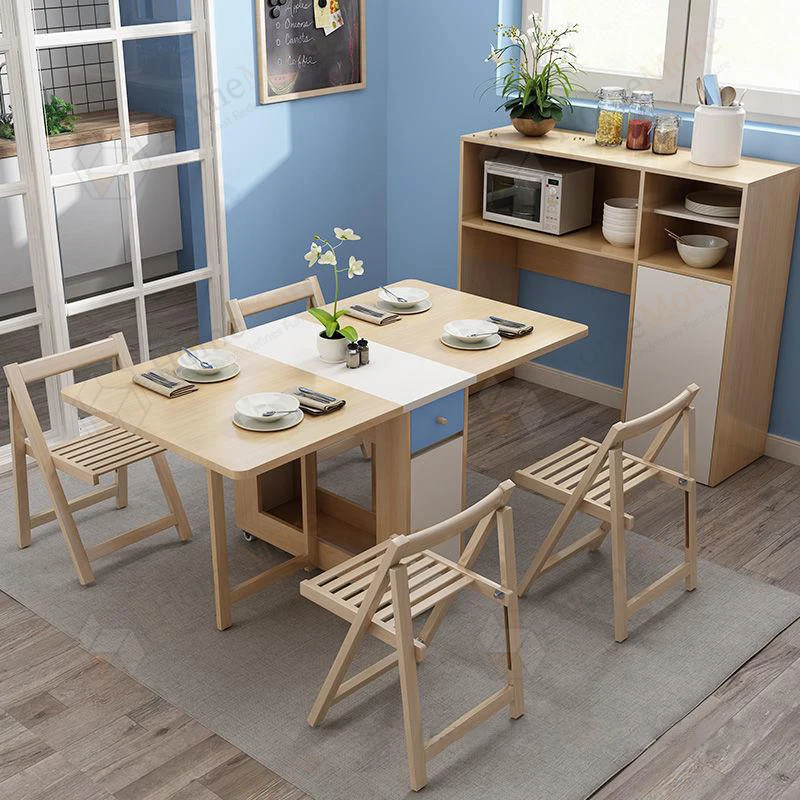 #For Hot Sale Extendable Wood Folding Dining Room Table Chair Set Space Saving Furniture Smart Dining Table With Hidden Foldable