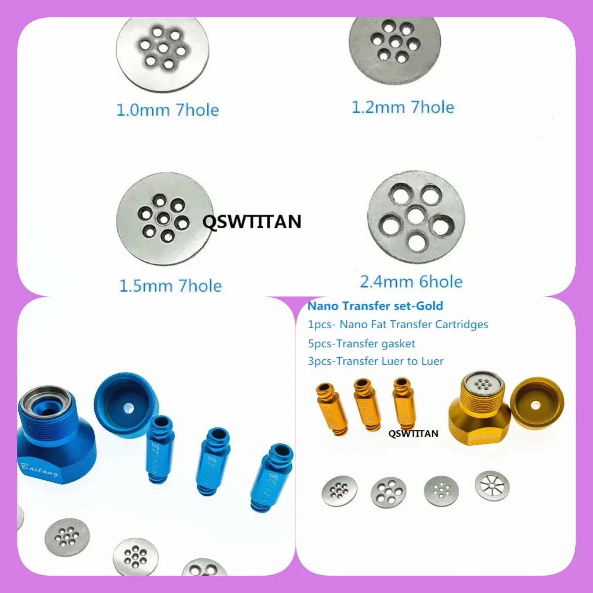 의료용 지방흡입 수술 도구 나노 지방 이식 세트 (변환 키트, 지방 어댑터, 필터 및 컨버터 포함)