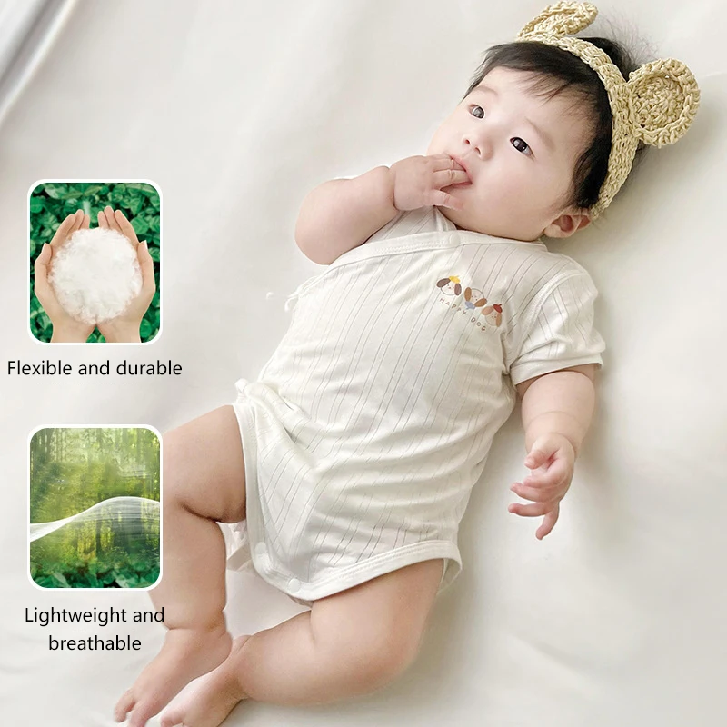 Summer New Baby Short Sleeve Romper Cute Print Boy Girl Cotton Thin Triangular Jumpsuit Newborn Pajamas Kids One Piece Outfits