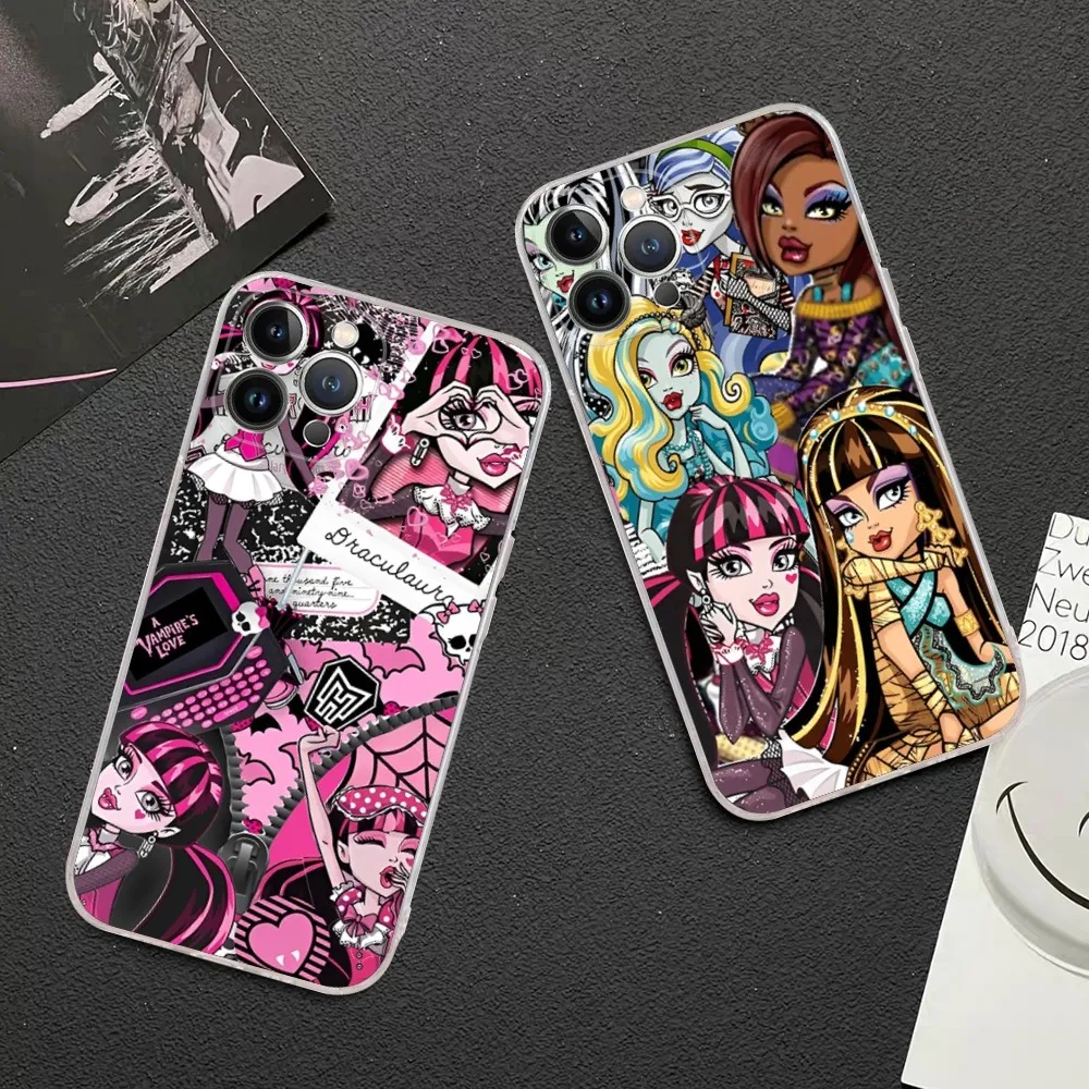 M-MonsterS Cartoon H-HighS Phone Case For iPhone 15 14 13 12 Mini 11 Pro XS Max X XR SE 6 7 8 Plus Soft Silicone Cover