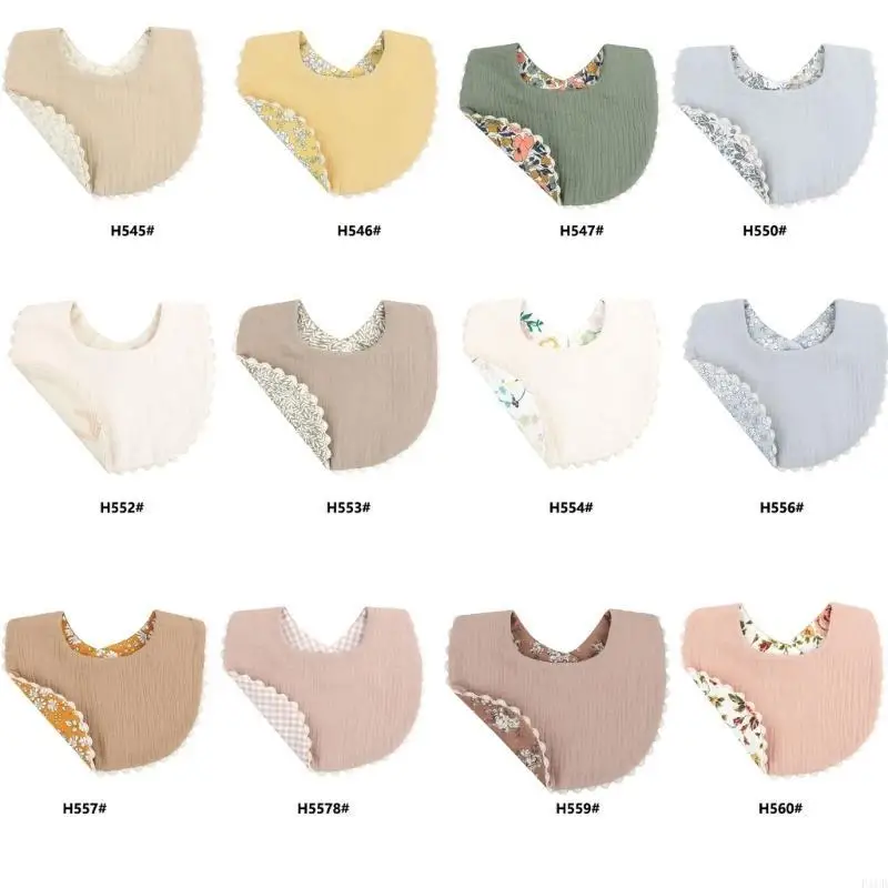 

F1CB Double Sided Bibs Thicken Layer Baby Bibs Soft Saliva Towel Newborn Neck Scarf