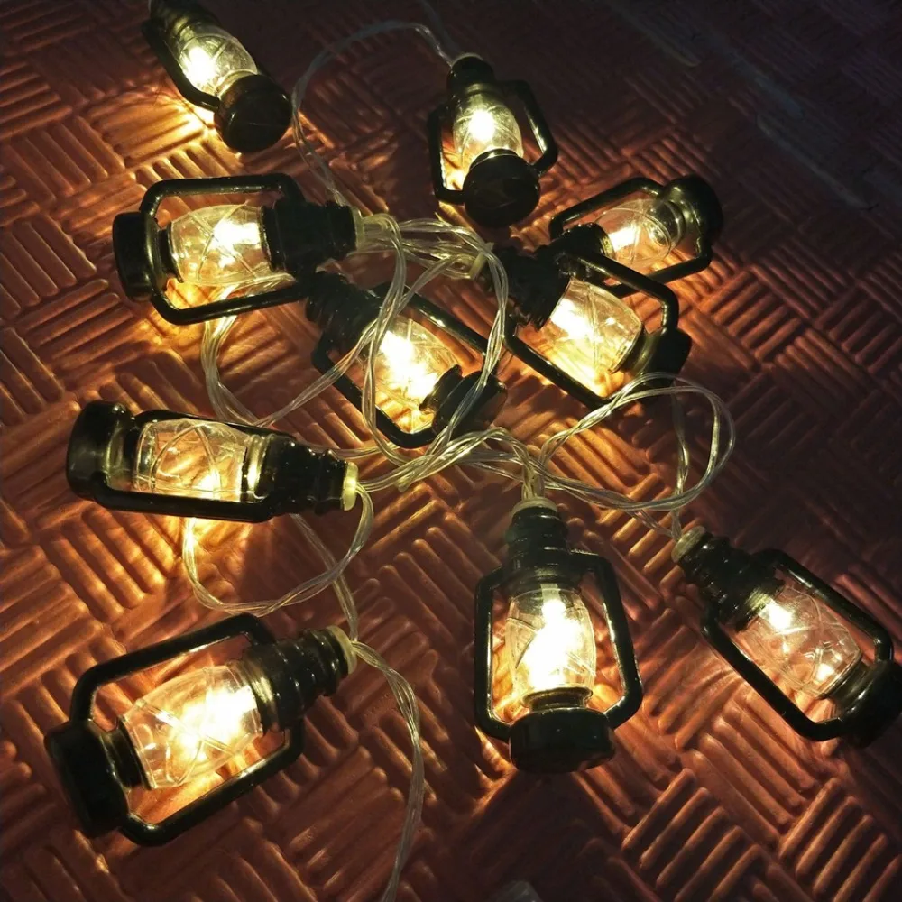 New Hanging Ramadan Lantern Retro Light String Battery version Waterproof Fairy Light Courtyard Outdoor Lighting