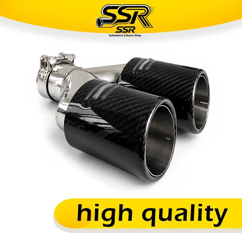 

AK LOGO General carbon fiber style dual exhaust ports stainless steel dual exhaust ports muffler tailpipe car exhaust pipe cover