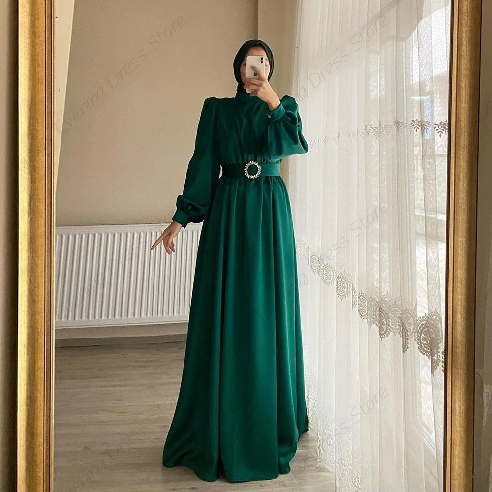 Marroquino caftan vestido de noite para a arábia saudita 2023 verão nova bainha tornozelo comprimento manga cheia vestidos baile plissado robe de soirée