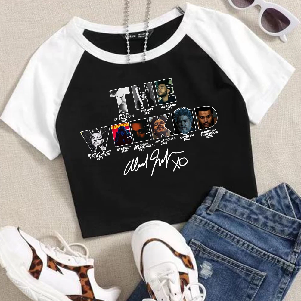 The Weeknd after Hours Til Dawn Tour 2026 Crop Tops T-Shirt Girls O-Neck Short Sleeve T Shirt