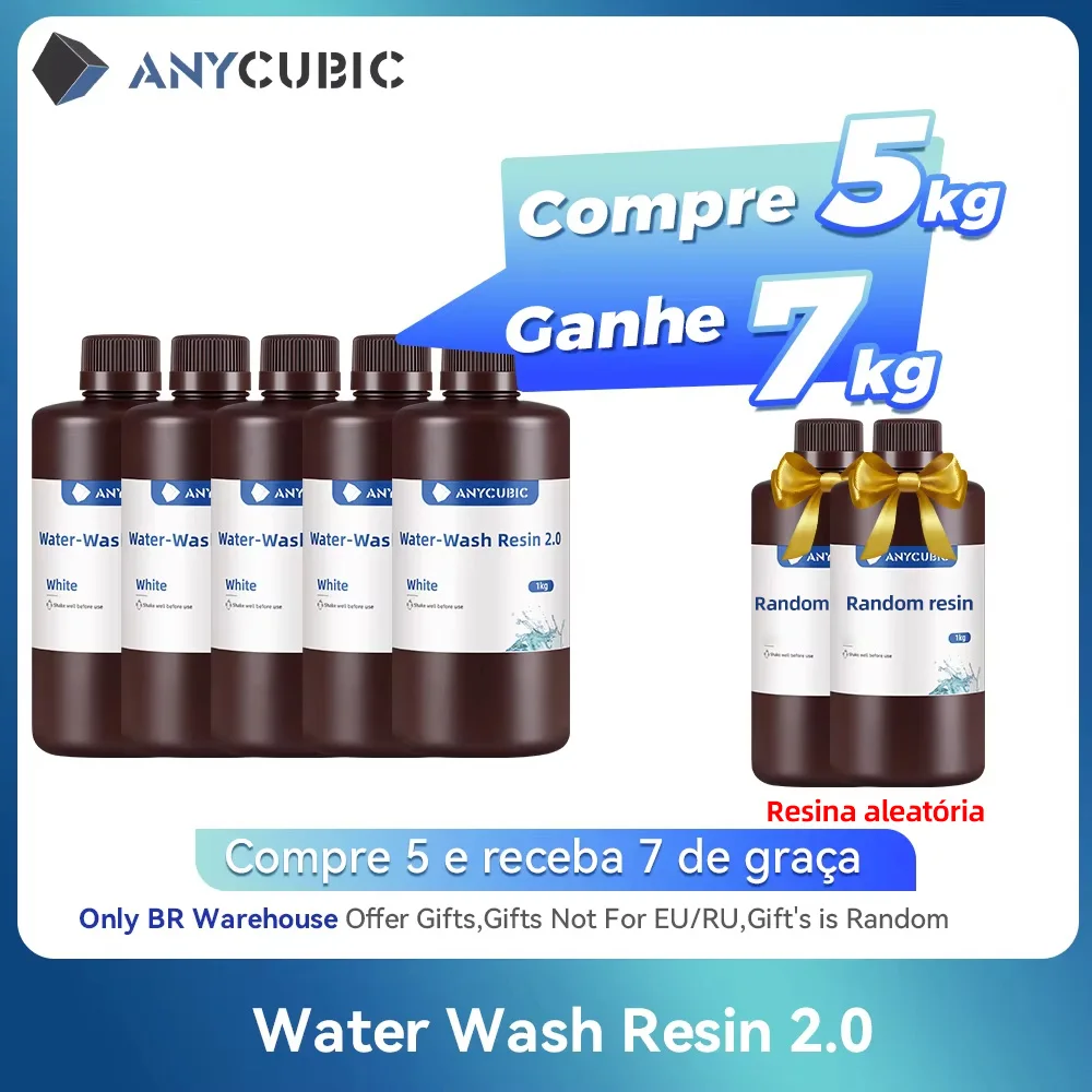 

ANYCUBIC 5KG Water-Wash Resin For LCD 3D Printer High Precision Low Odor Low Viscosity 3D Printing Photopolyme