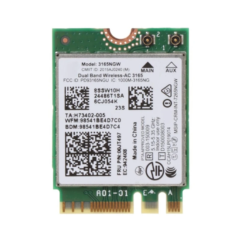 

Intel 00JT497 3165NGW беспроводной-AC двухдиапазонный Bluetooth WiFi IBM карта ноутбука NGFF Wlan для Lenovo ThinkPad