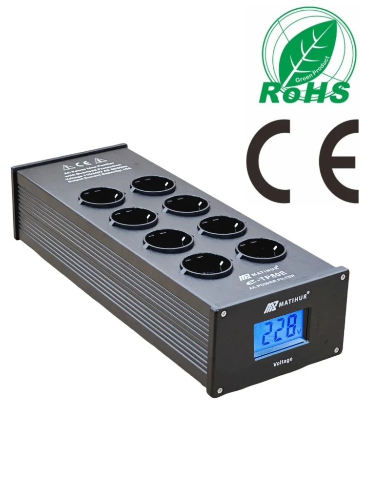 New MATIHUR E-TP80 Audio Noise AC Power Filter Power Conditioner Power Purifier Surge Protection with EU Outlets Power Strip