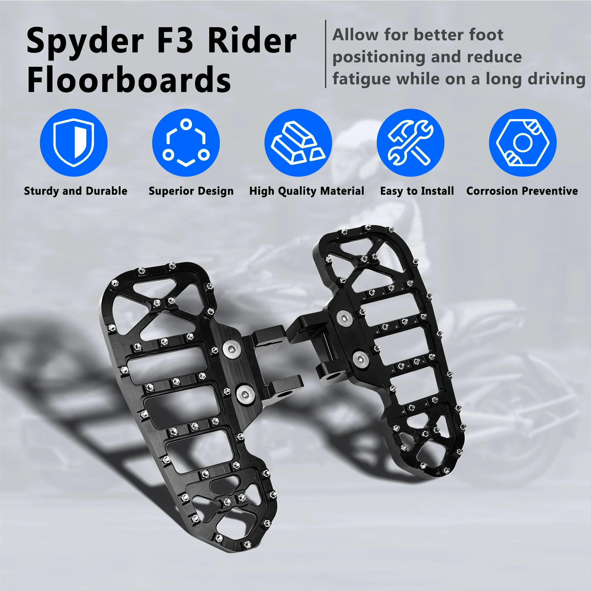 Premium Aluminum Driver Footboards Kit | Compatible with Can-Am Spyder F3 Series (2015 and Newer)