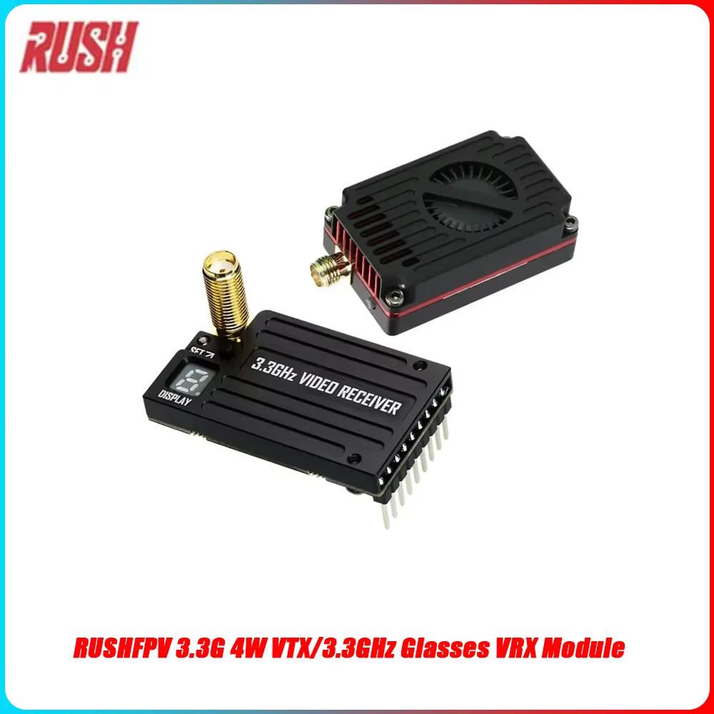 

RUSHFPV 3.3G 4W VTX & VRX Combo w/ IRC Tramp, 7-30V Input for Long-Range FPV Drones | 3.3GHz Video System
