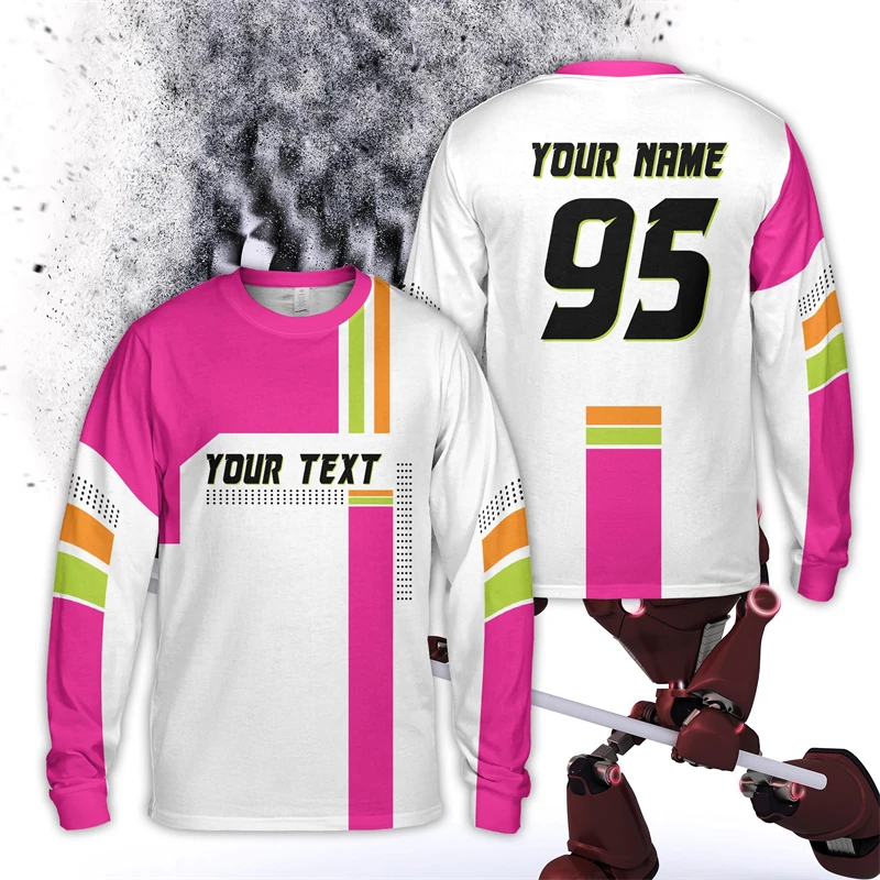Personalized Rider Name Number Motocross Long Sleeve Shirt Custom Color Dirt Bike 3D Printed T Shirt Mens Racing Team sportswear