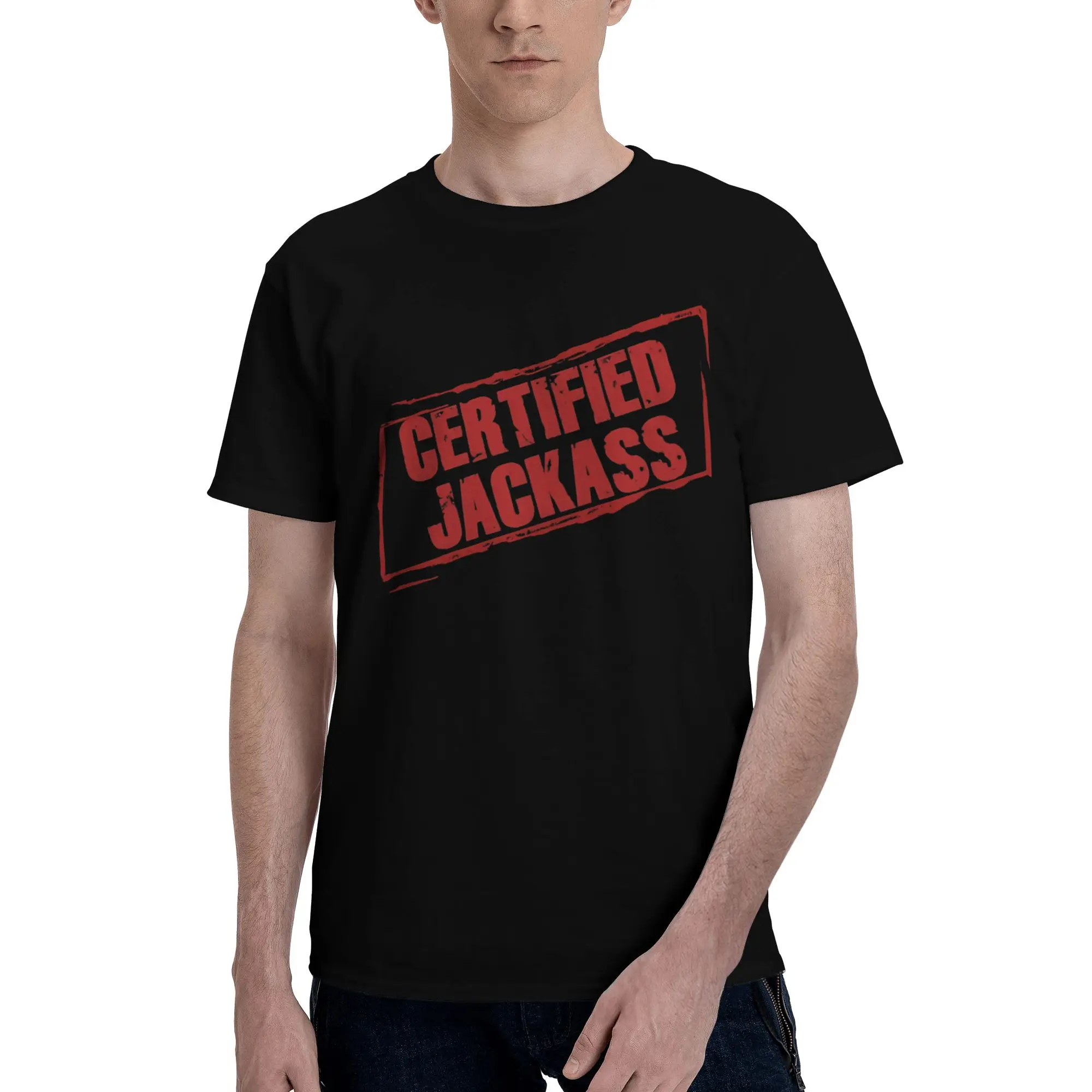 certified  Novelty Graphic 100% Cotton T-Shirt Jackass Tops Tees For Men