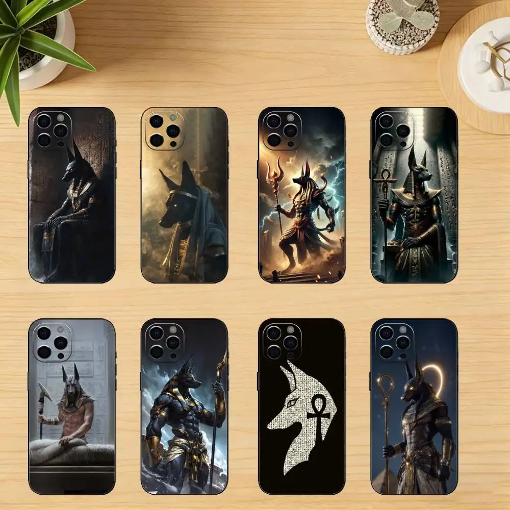 

Death Egyptian God Anubis Phone Case For iPhone 17,16,15,14,13,12,11 Plus,Pro Max,SE4Soft Silicone Black Cover