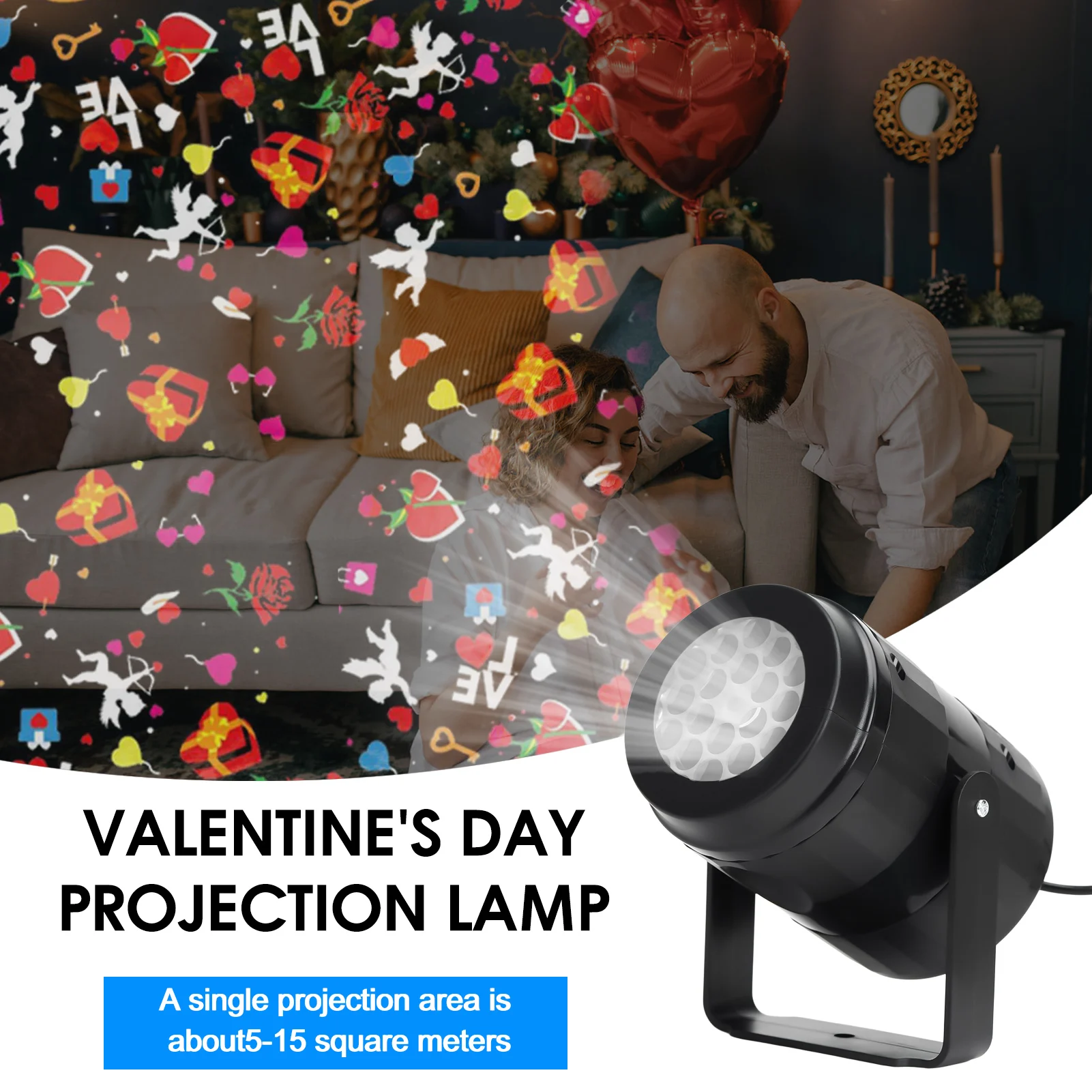 New Valentine's Day Decoration USB Charging Love Element Pattern Rotating Projector Wedding Festive Party Atmosphere Props 2025