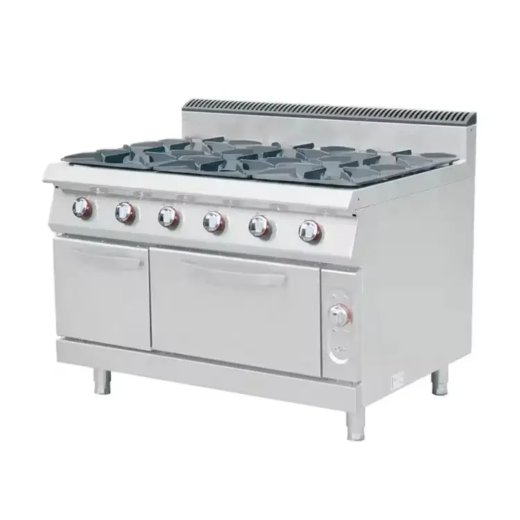 Commercial Gas Range Gas Cooker with Oven Stainless Steel Restaurant Hotel 4/6/8 Burner Gas Range With Oven Gril