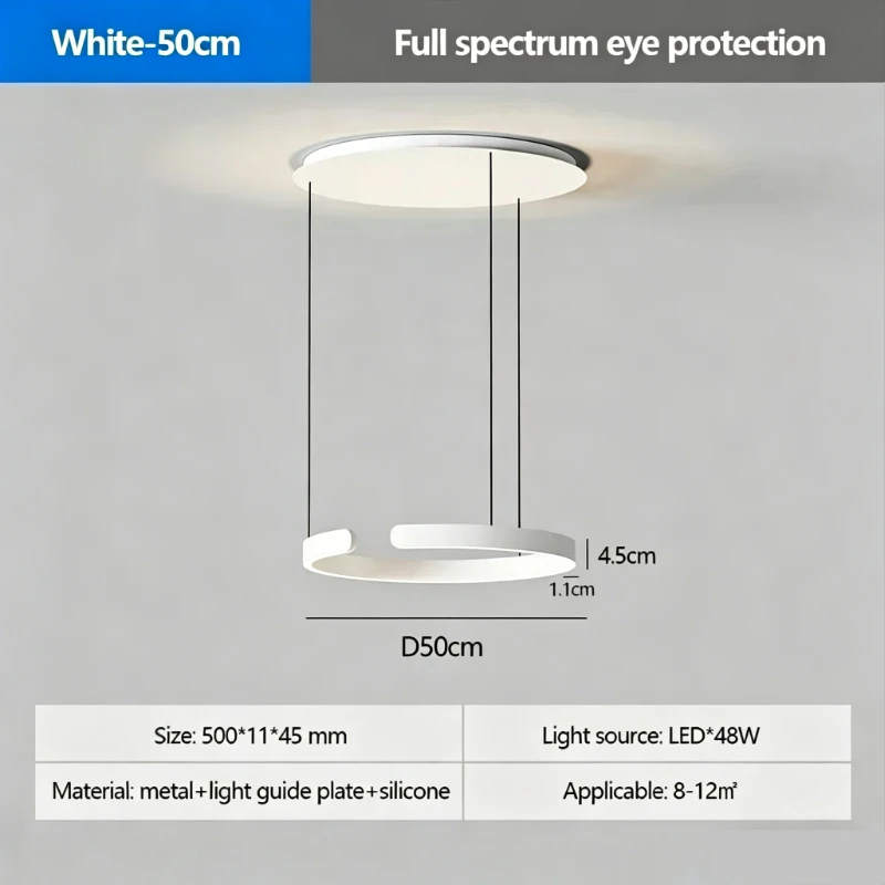 SANDYHA Moderne ringhanglamp Afstandsbediening Dimbaar Warm wit Oogbescherming Led-kroonluchter Keukeneiland Eetkamer