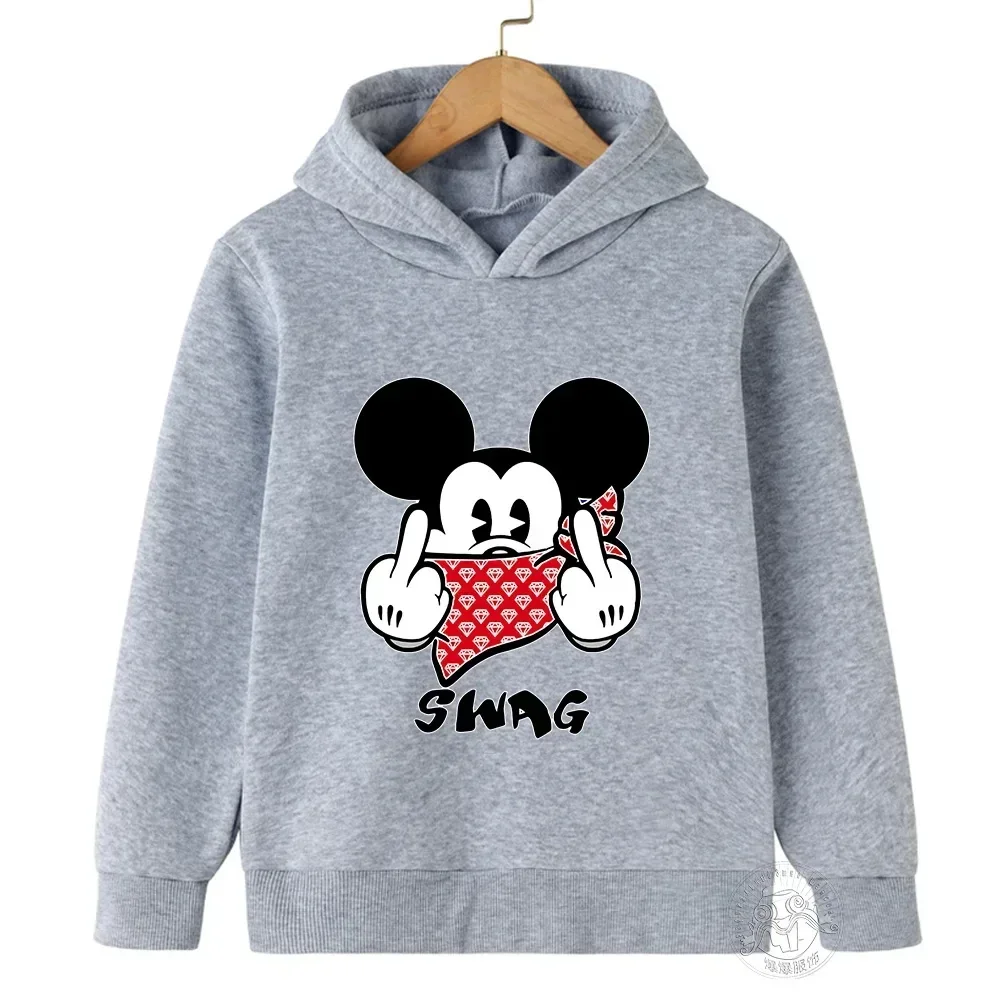 2024 New Mickey Minnie Mouse Hoodies Hoodies Spring Fashion Boys Girls Sweatshirts Children Cartoon Casual Tops 3-14 Years