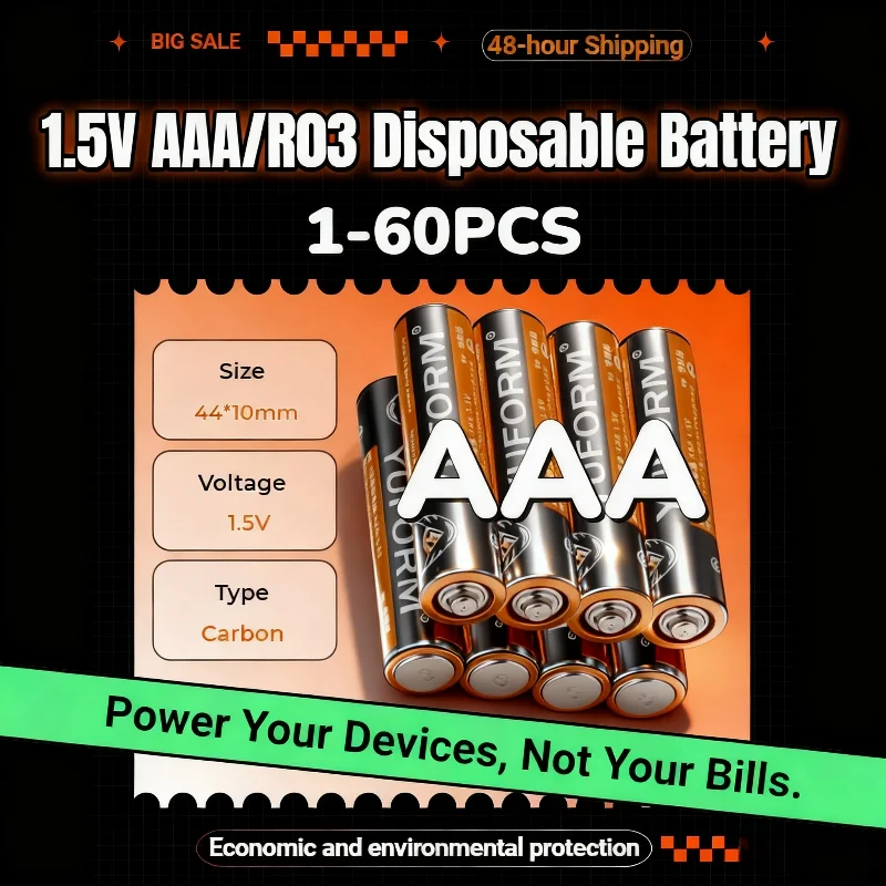 Baterie alkaliczne AAA 1.5V o bardzo dużej wydajności, długotrwałe, do pilotów, zabawek, latarek, myszy, klawiatur, golarek, zegarów