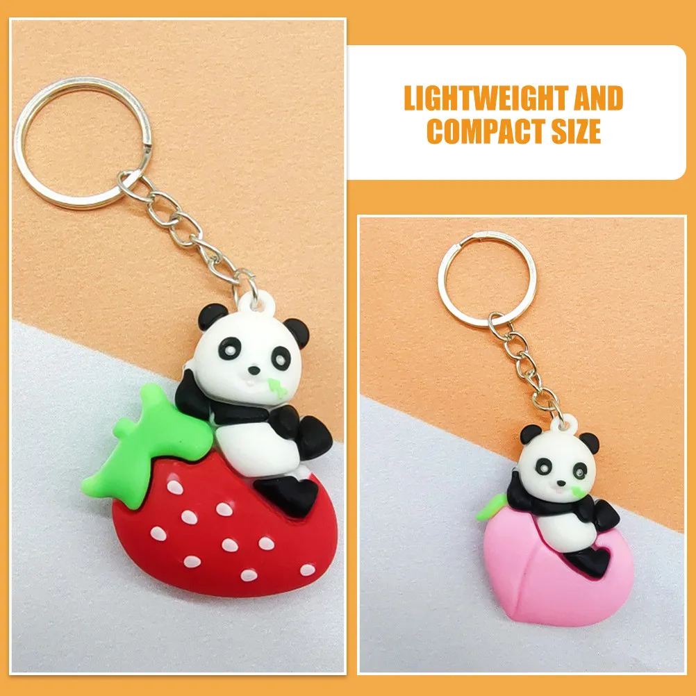 

4Pcs Fruit Panda Keychain Cute Cartoon Animal Pendant Lightweight Compact Decorative Bag Backpack Handbag Charm Spring Summer