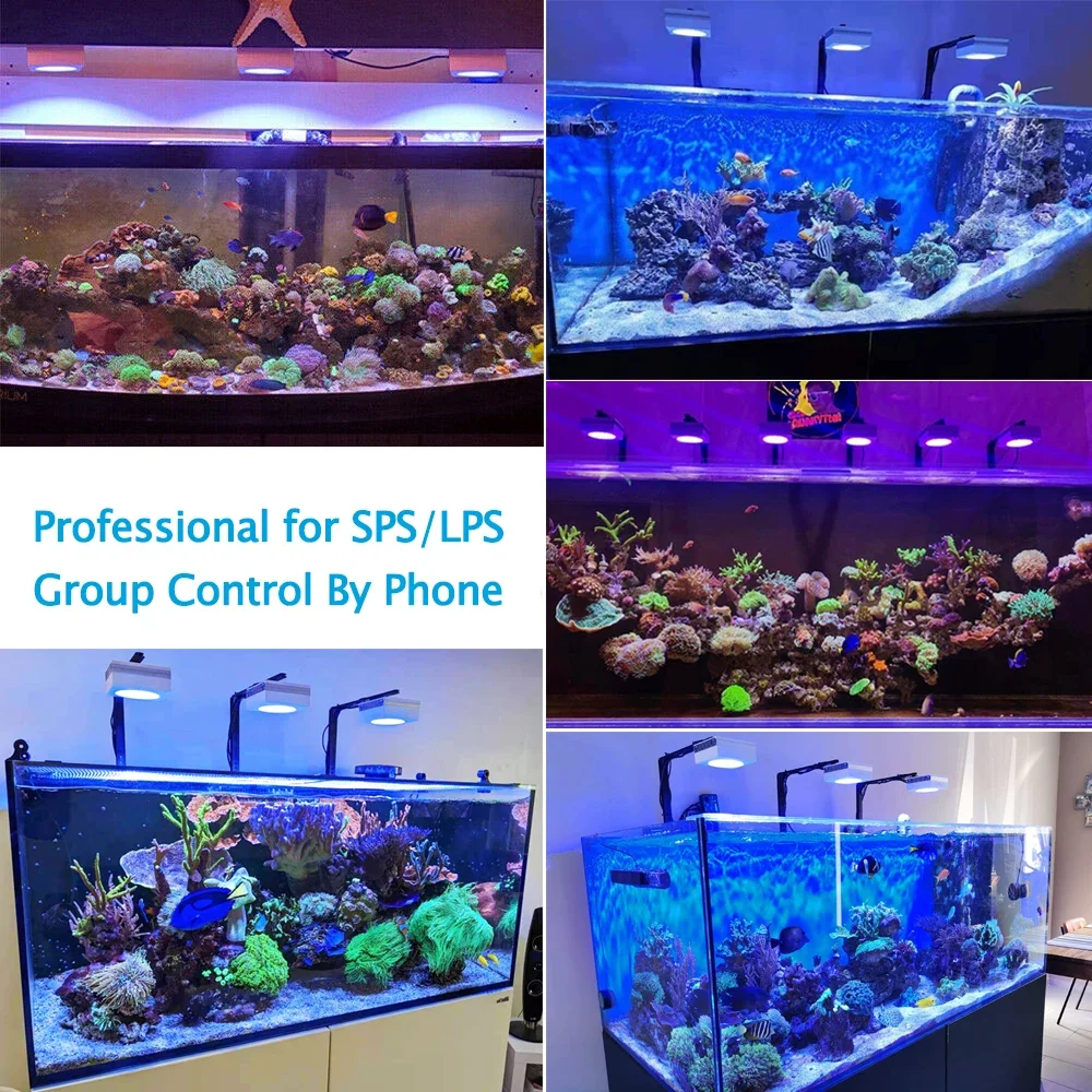 Imagem -02 - Popbloom-aquário Marinho Led Light Lâmpada de Água Salgada App Control Marine Coral Reef Aquarium Fish Tank Light