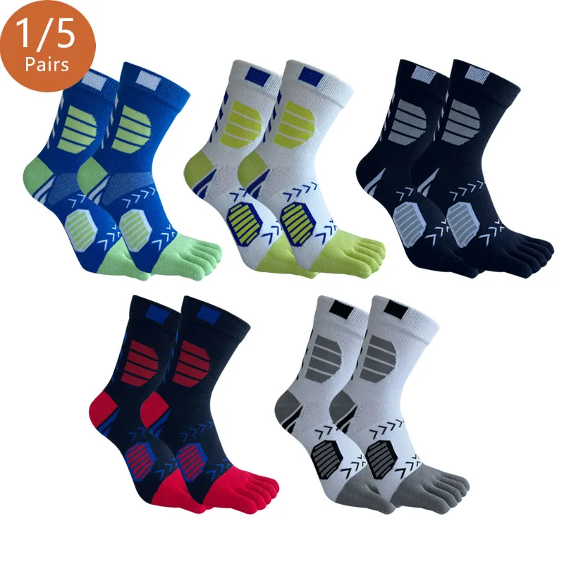 1/5 Paar Sport-Zehensocken für Herren, kurze Baumwolle, schweißabsorbierend, Kompression, gestreift, Fitness, Fünf-Finger-Basketballsocken für Studenten