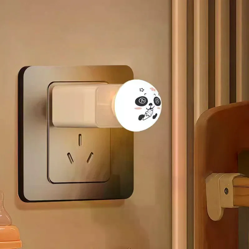 USB Panda Artificial Smart Voice Controlled Night Light Bedside Camping Plug Use LED Indoor Sleep Lights