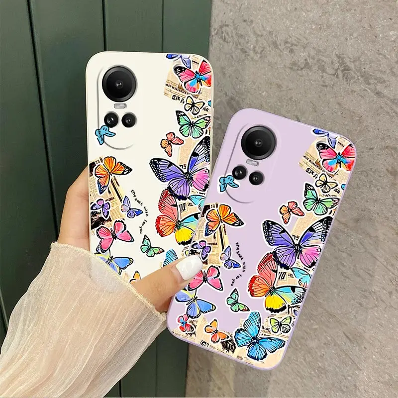 Reno 10 Cartoon Butterfly Silicone Phone Case For OPPO Reno 5 5Pro 7Z 7Lite 10 10Pro 10ProPlus 12 12Pro 8T 8Pro 6 5F 4 8 7 Cover image 3