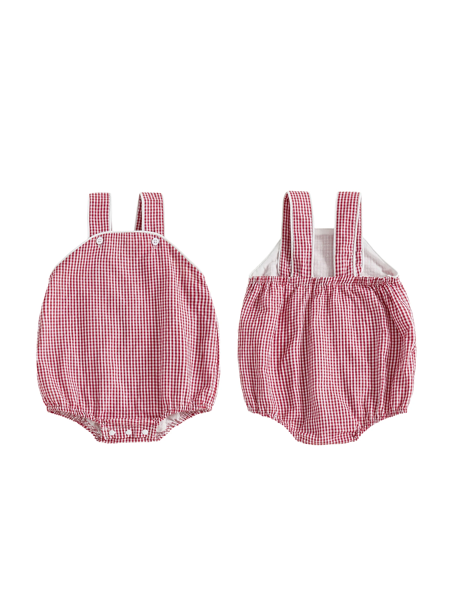 

Adorable Toddler Unisex Denim Romper Sleeveless Snap Closure Plaid Jumpsuit for Summer Beach Outfit