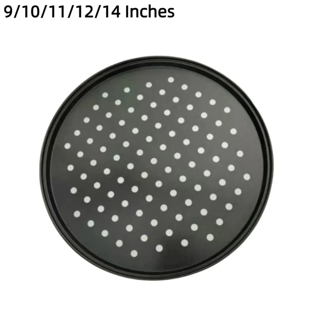 Carbon Steel Perforated Pizza Pan Set Non Stick 9/10/11/12/14 Inch Cooking Plate Round Mupti Purpose Pizza Baking Tray