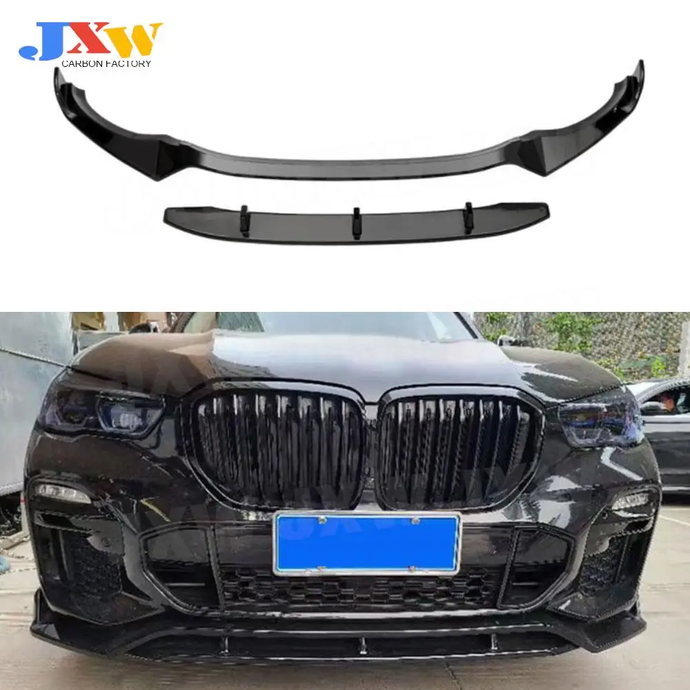 Carbon Fiber / Gloss Black OO-OO Front Bumper Lip For BMW X3 G01 X4 G02 M Sport 2019 - 2021  Front Lip Chin