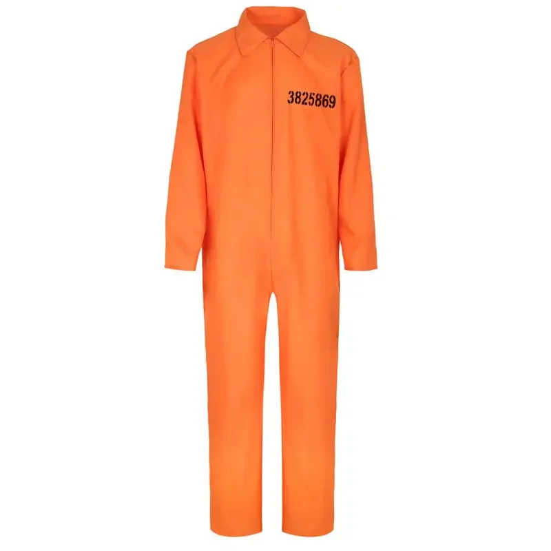 

ZA01 Adult Carnival Orange Prisoner Costume Men Women Prisoner Cosplay Jumpsuit Roleplay Outfits Fantasy Halloween Carnival Za0@