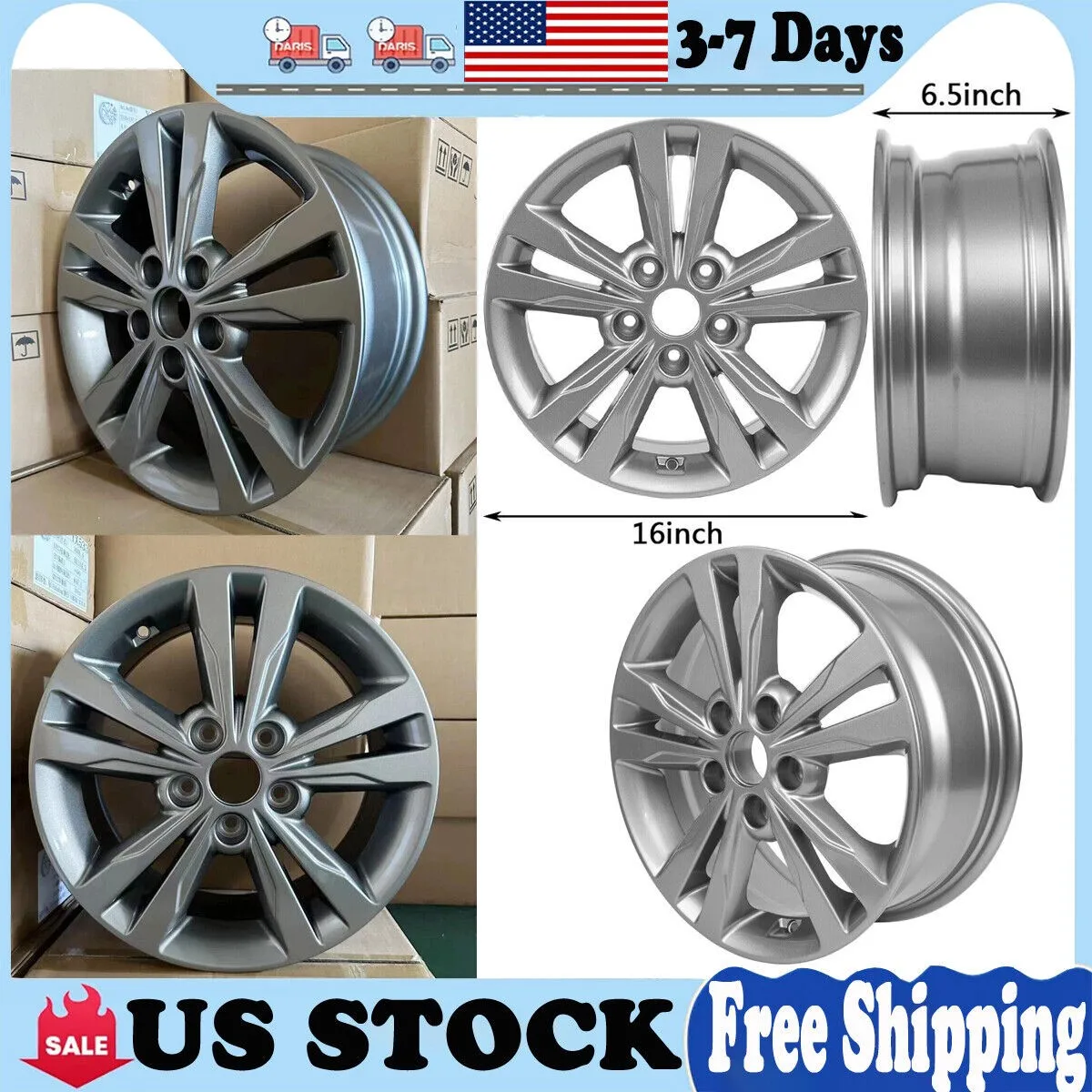 

16 x 6.5 inch Alloy Replacement Wheel for Hyundai Elantra 2016 2017 2018 Rim US