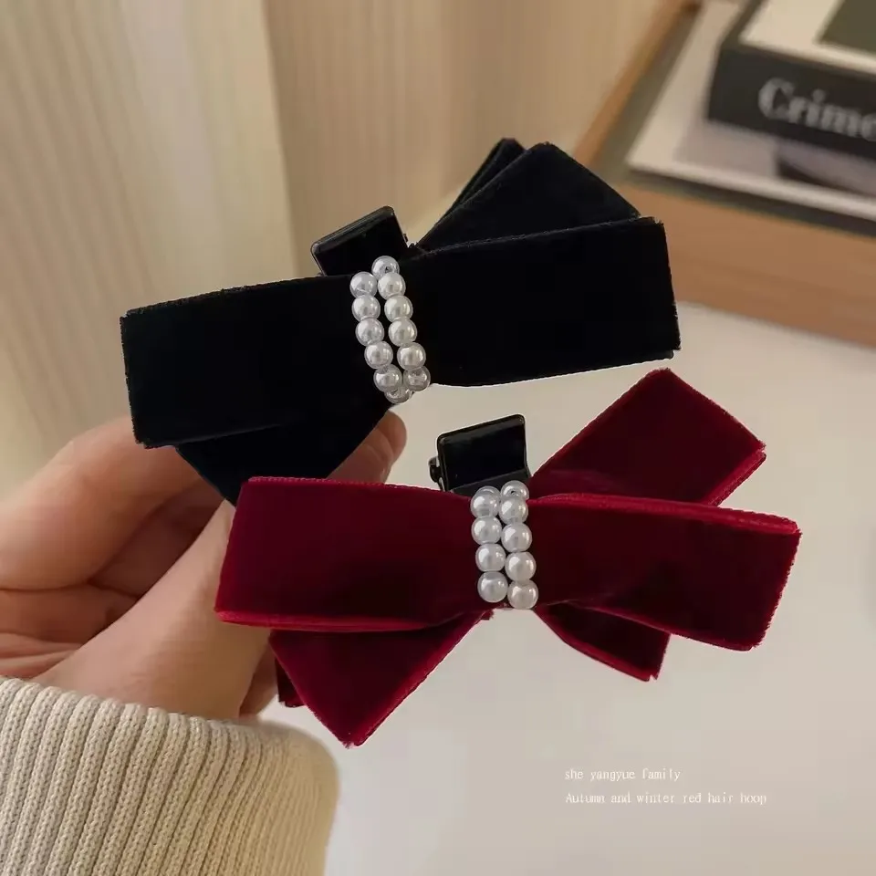 

Black Velvet Bow Small Hair Claw Clip Women Girls Sweet Princess Grab Clip Headdress Hair Side Clip Hair Styling Accessories