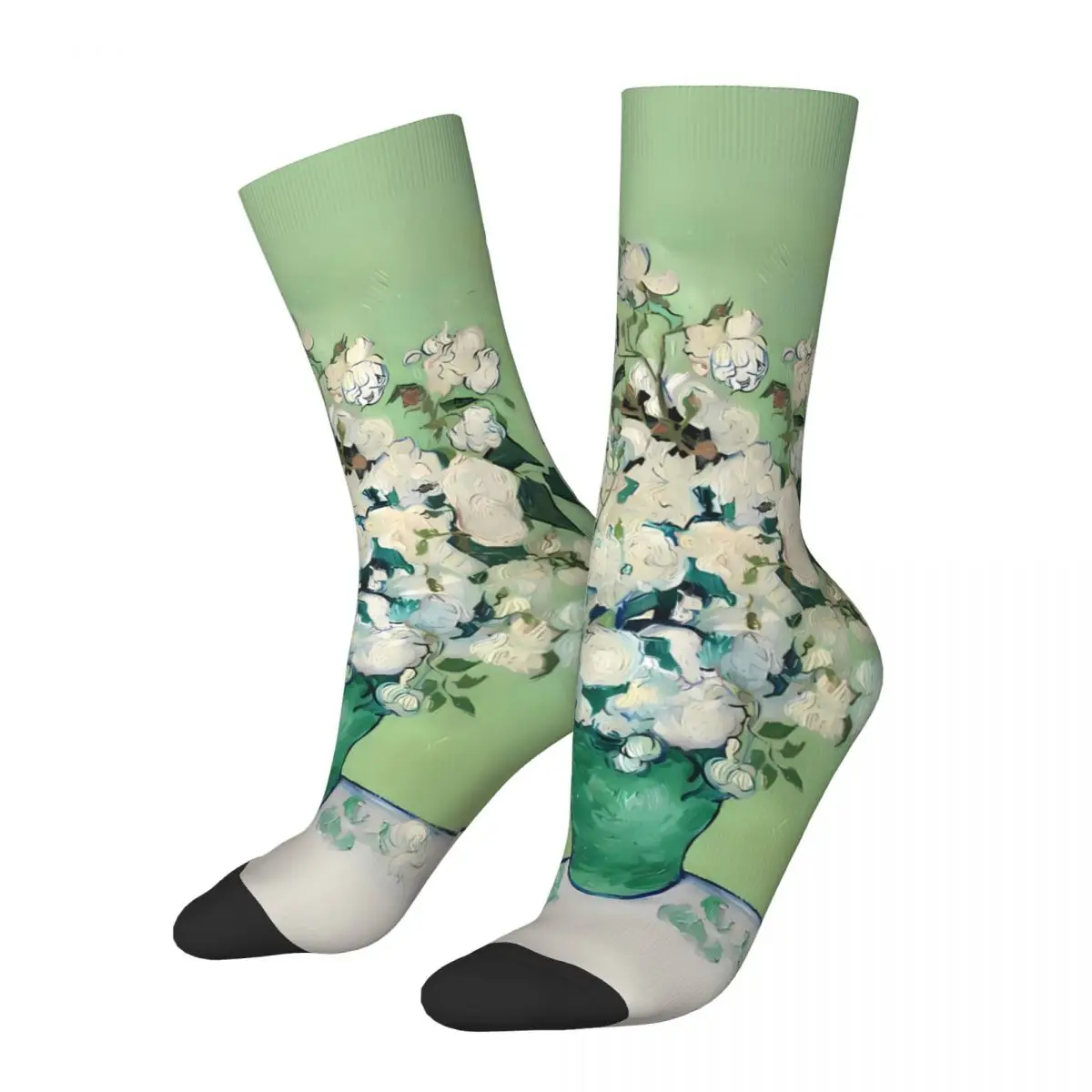 Roses Van Gogh Oil Painting Sock Printed Man Polyester