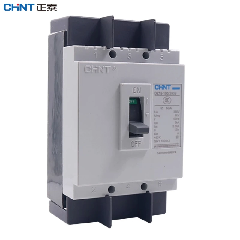 

CHINT DZ15 Transparent Shell Molded Case Circuit Breaker 2P 3P 40A 63A 80A 100A MCCB DZ15-40 DZ15-100 Motor Protection 3901/3902