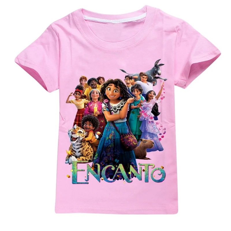 2-16y encanto mirabel camiseta 100% algodão verão criança roupas topos meninos menina manga curta camiseta anime dos desenhos animados crianças