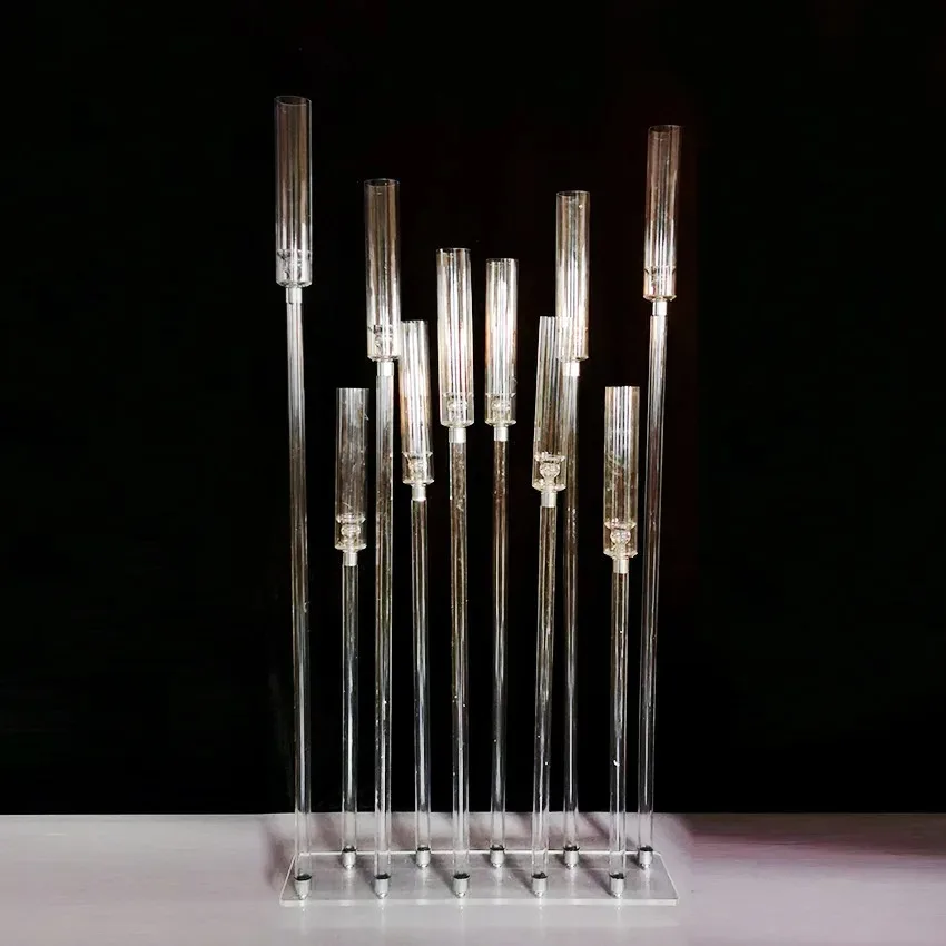 All Clear Acrylic Candlesticks, Wedding Candelabra, Table Centerpieces Holder, Party and Home, 5 Heads, 8 Heads, 10 Heads